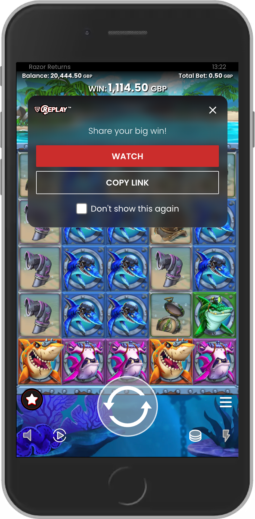 Razor Returns big win share screen