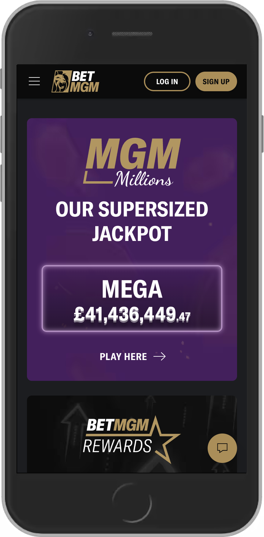 BetMGM jackpot screen
