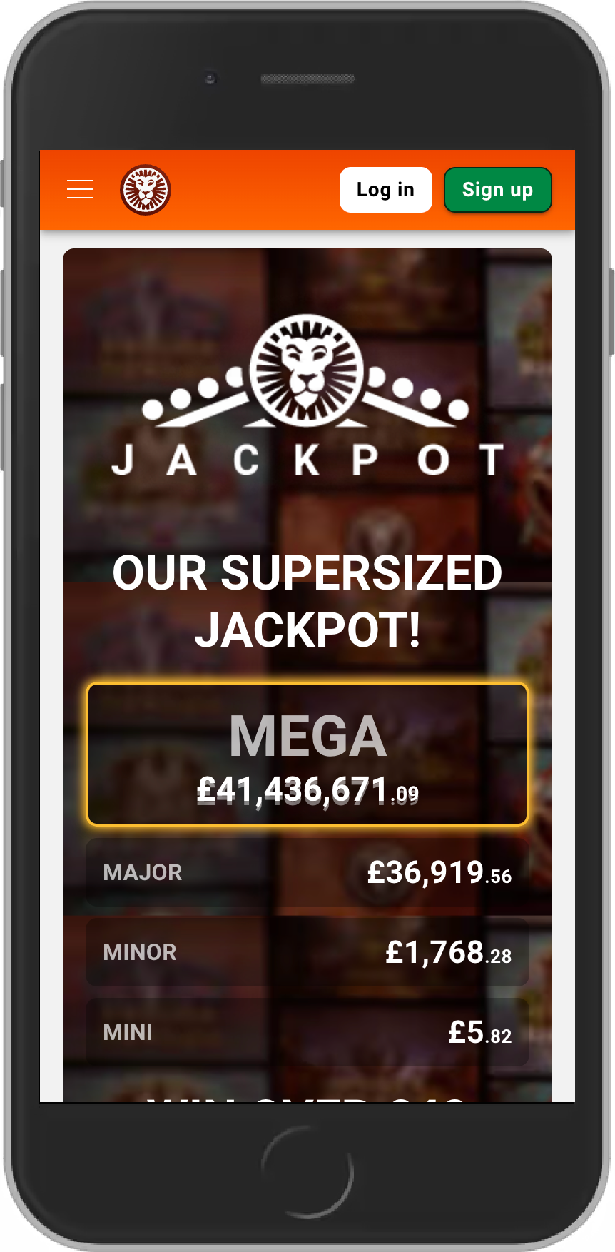 LeoVegas jackpot screen